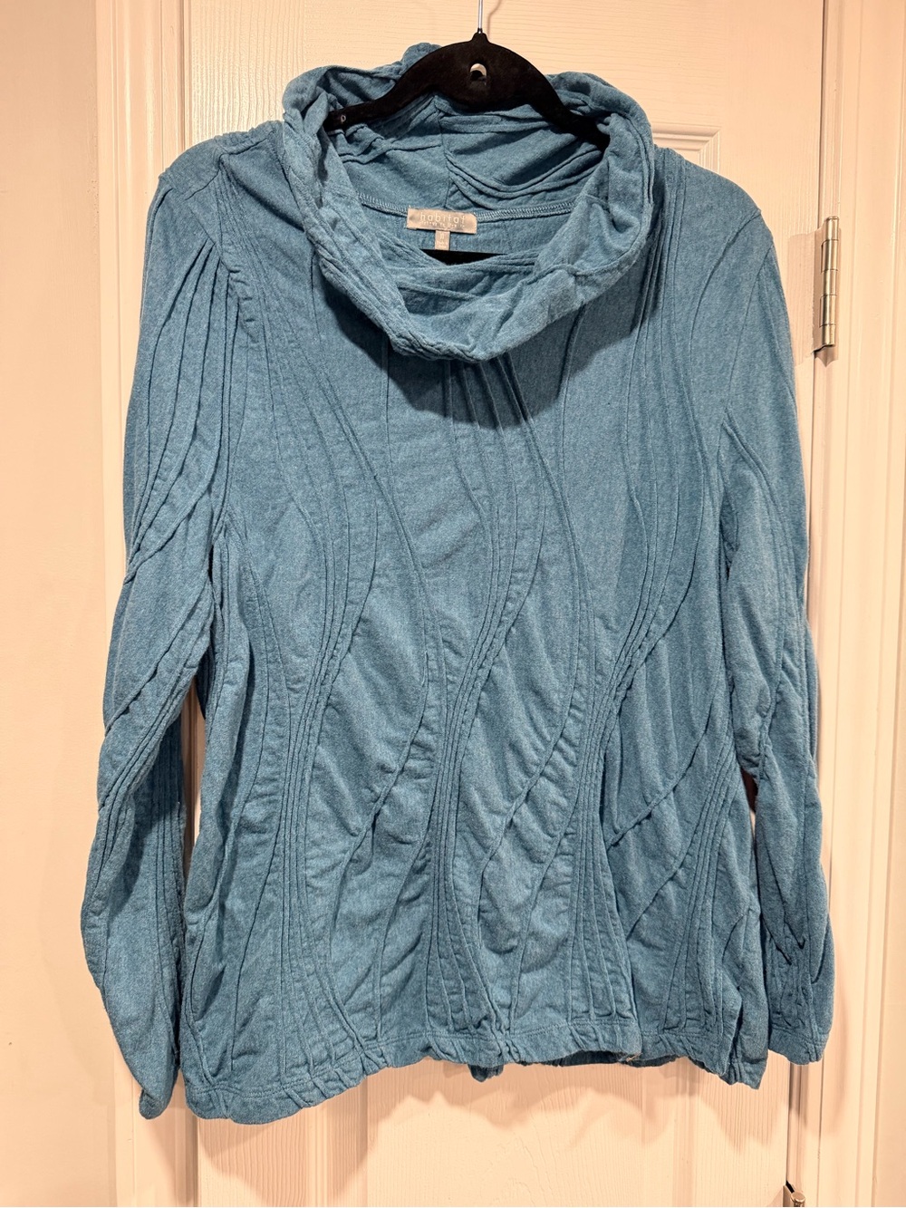 Habitat Size XL Blue Textured Cowl Neck Long Sleeve Soft Cotton Tunic Top